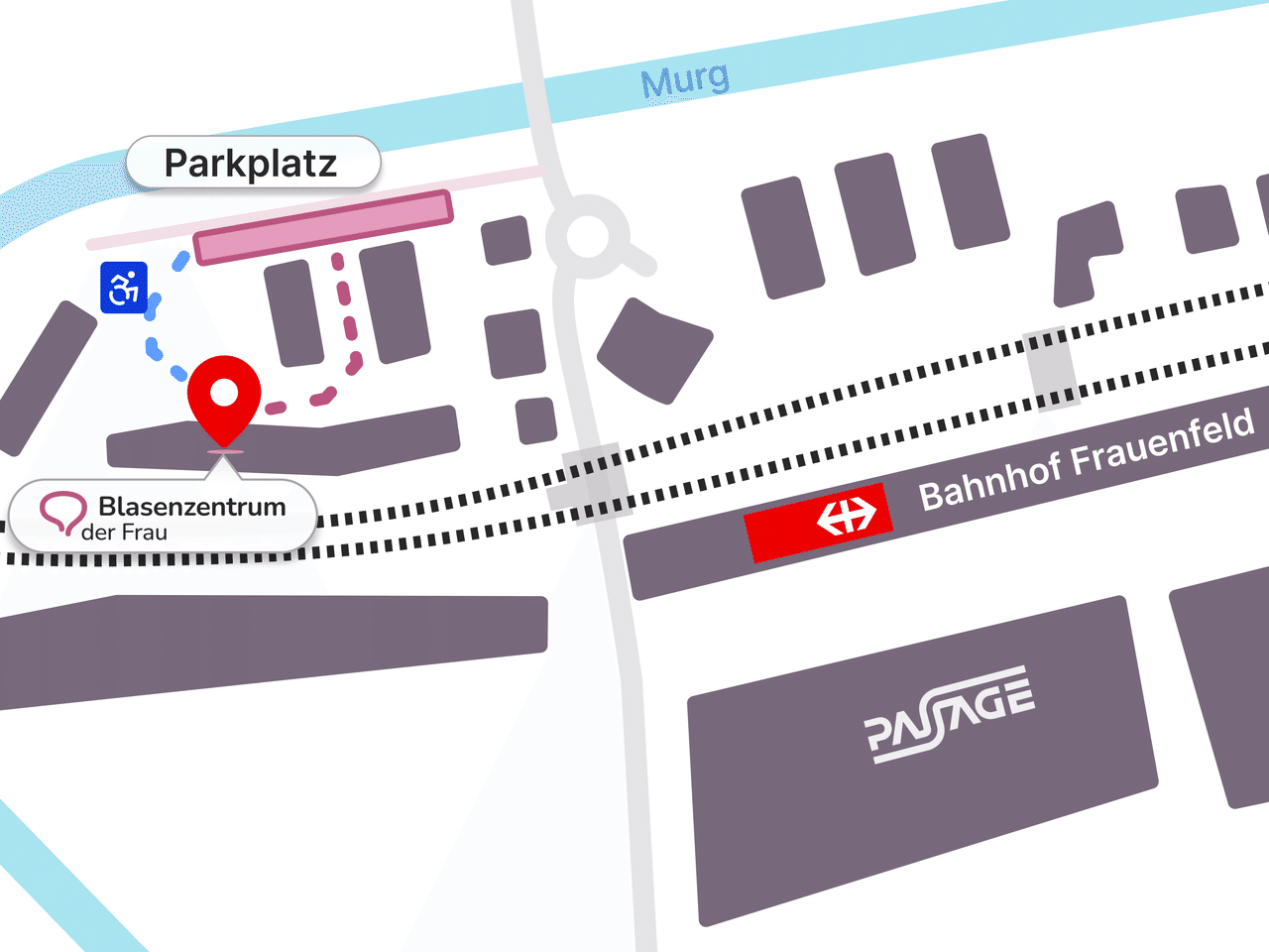Lageplan vom Parkplatz zur Praxis
